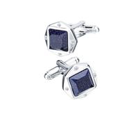 Square Sparkle Glitter Blue and Silver Cufflinks Charles William Dark Blue One Size