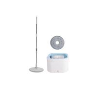 Square Spin Mop Bucket Set with Round Head Self Wringing Floor Cleaning Mop System with Extra Refill