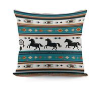 Square Spring Decorations Pillow Case Modern Home Decor for Bed Sofa Living Room Southwest Native American Ethnic Horse Dreamcatcher Art