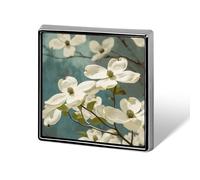 Square Spring Dogwood Blossoms Brooch Classic Mini Pin 0.7 Inch Aluminum Alloy Lapel Pin Personalized Button Badge for Backpack Hat Suit Jacket Clothing Decoration