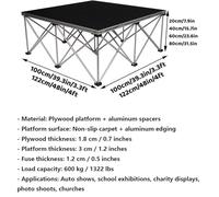 Square Stage Platform, aluminu, Heavy Duty Modular Platform, Easy to Assemble, for Performances at School Auditoriums Concerts, Height 20/40/60/80cm(100 * 100 * 20cm)