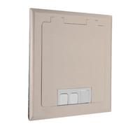 Square Stainless Steel Floor Outlet Cover Plate, Self Closing | Flush Silver Finish, Single Hand Access, for Wood or Tile Flooring in Corridors and Commercial Spaces