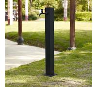 Square Stainless Steel Garden Water Column for Outdoor, Black Floor Mount Water Tap with Mounting Accessories for Exterior Garden, Backyard Pillar Faucet(Height: 60cm/23.6in)