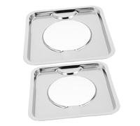 Square Stainless Steel Gas Range Drip Pan 19cm 2pcs for Home Kitchens