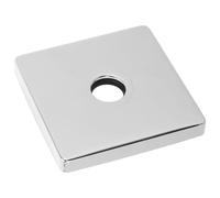 Square Stainless Steel Shower Arm Flange Cover Plate, 3.5 Inch | 0.8 Inch Opening, Brushed Silver Finish, Slip on Fit, for Bathroom Tile Wall Gaps and Pipe Holes