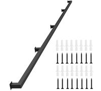 Square Stair Handrail Banister Rail Kit, 1M 2M 3M 4M Handrails for Stairs Non-Slip, Industrial Iron Pipe Staircase Railing Wall Mounted Safety Hand Rail Black Metal Wall Support(20ft/600cm)