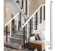 Square Stair Railing Kit - Adjustable Metal Post and Column Baluster Set for Stairs 270° Support Brackets White Finish - Ideal for Home Safety and Style