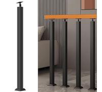 Square Stair Railing Posts - 4 Pack Adjustable Vertical Metal Iron Balusters for Indoor Outdoor Stairs, Balcony, Villa, Garden, Entryway - Durable & Stylish Design