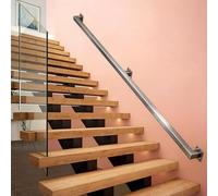 Square Staircase Handrail, Wall Mount Bannister Hand Railing with Stainless Steel Brackets for Indoor Loft Non-Slip Sliver Square Pipe Support Rods(4ft/120cm)