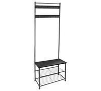 Square Steel Coat Rack with Shoe Storage Bench Harbour Housewares Black One Size