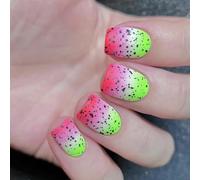 Square Stick On Nails Contrast Color Press On Short Acrylic Full Covers False For Women 24PCS Stick On Nail