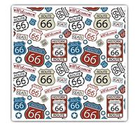 Square Stickers (Set of 2) 10cm - Route 66 Highway USA Road Trip America Fun Decals for Laptops,Tablets,Luggage,Scrap Booking,Fridges, #8137