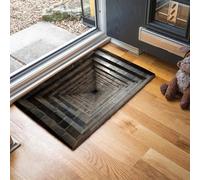 Square Stone Tunnel Door Mats Indoor - Absorbent, Non-Slip Doormat Ancient Indian Architectural Style Dirt Trapping Doormat, Low Profile Entrance Rugs for Back & Front Door, Patios - 60 x 90 cm, Grey