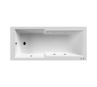 Square Straight Shower Bath Whirlpool Bath with 6 Chrome Jets and Leg Set, 1700 x 750mm