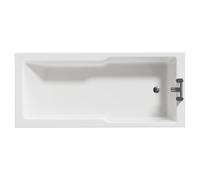 Square Straight Single Ended Shower Bath | White | Acrylic | 1700mm x 750mm
