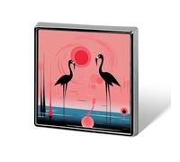 Square Stripes And Flamingos Brooch Classic Mini Pin 0.7 Inch Aluminum Alloy Lapel Pin Personalized Button Badge for Backpack Hat Suit Jacket Clothing Decoration