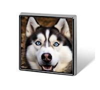 Square Stupid Husky Dog Brooch Classic Mini Pin 0.7 Inch Aluminum Alloy Lapel Pin Personalized Button Badge for Backpack Hat Suit Jacket Clothing Decoration