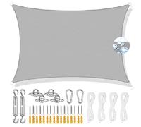Square Sun e Sail 2x5.5m - PES Polyester Canopy UV Block & Weather Resistant Ideal for Garden Patio & Par Includes Fixing Kit Light Gray
