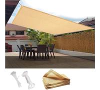 Square Sun Shade Sail 5x9m - Breathable UV-Resistant Sun Protection for Patio Backyard Lawn & Garden - Easy to Install Sand Yellow for Parties