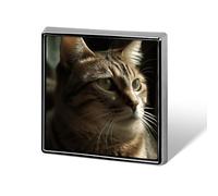 Square Tabby Cat Brooch Classic Mini Pin 0.7 Inch Aluminum Alloy Lapel Pin Personalized Button Badge for Backpack Hat Suit Jacket Clothing Decoration