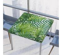 Square Table Cloth Watercolor Tropical Palm Leaves Monstera Fitted Tablecloth with Elastic Edge Waterproof Polyester Fitted Table Cover for Indoor Outdoor Party Patio Decor, 34x34in