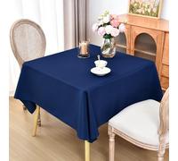 Square Tablecloth 52 x 52 Inch Washable Polyester Table Cloth Solid Navy Blue Heavy Duty Fabric Table Cover Daily Use for Dining Home Kitchen Party Wedding