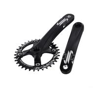Square Taper Crankset with Narrow Wide Tooth Design 104BCD Chainring Options 32T, 34T, 36T, 38T Compatible with Single Speed Bikes (Only Crank)