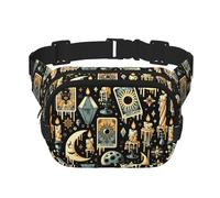 Square Tarot-Cards-Halloween Double-Layer Sport Fanny Pack Waist Pack Large Crossbody Waist Bag for Running Travel Walking