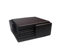 Square Tea Coasters pack of 6 with holder for bar, home, office, Genuine/Real Leather, Non-Slip, Heat Resistant Coasters, bar coasters, Drink coasters. (Brown)