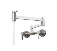 Square Three-Switch Hot and Cold Kitchen Faucet Into The Wall Folding Mixing Valve Home Bathroom Washbasin DIY Kitchen Renovation(Brushed Type A)