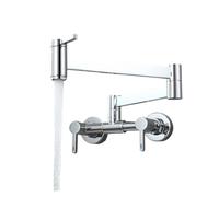 Square Three Switch hot and Cold Kitchen Faucet- into The Wall Folding Mixing Valve Home Bathroom washbasin Black Faucet-(Chrome)
