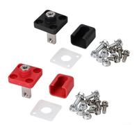 Square Through Wall Terminal Block 80 Amp Heavy Duty Copper Bus Bar For Solar Power Bank Connection With Dust Proof Black(Black-Red)