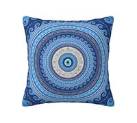 Square Throw Pillow Case Blue Greek Matiasma Evil Eye Pillow Cover Abstract Cushion Case Funky Pillow Case 45X45Cm For Housewarming Gift Car Decor Home Decorative