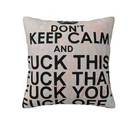 Square Throw Pillow Cover Pillowcase Keep Calm And Fuck Slogan Decorative Pillow Covers Set Cushion Case For Sofa Bedroom Car 20"X20"