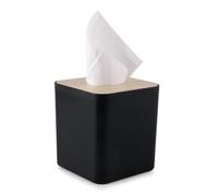 Square Tissue Box Cover,Black Tissue Box Holder,Bamboo Facial Cube Box Cover for Storage on Bathroom Vanity, Countertop, Bedroom Dresser