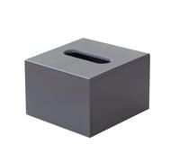 Square Tissue Box Cover Cube Solid Wood Grain Toilet Paper Holder for Tabletop 5.1" L x 5.1" W x 3.3" H Bathroom Office Decorative Facial Tissue Box Cover for Contemporary Farmhouse Decor (Grey)