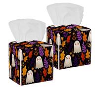 Square Tissue Box Cover, Decorative Facial Tissue Holders Storage for Bathroom Living Room Vanity Countertop Desk Car Office, Patterns with Cute Ghosts