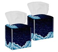 Square Tissue Box Cover, Decorative Facial Tissue Holders Storage for Bathroom Living Room Vanity Countertop Desk Car Office, Constellation and Cosmic Objects on Night Sky Background
