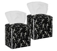 Square Tissue Box Cover, Decorative Facial Tissue Holders Storage for Bathroom Living Room Vanity Countertop Desk Car Office, Skeletons with Various Dances