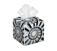Square Tissue Box Cover Holder PU Leather Cube Tissues Case,Spiral Piano Key Retro Black White Facial Organizer Dispenser for Home Tabletop,Bathroom Vanity,Bedroom,Office