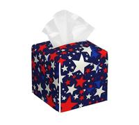 Square Tissue Boxes 5.2"x5.2"x5.2" Red Stars Retro Tissue Holder Decor for Home/Car/Office