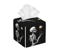 Square Tissue Boxes 5.2"x5.2"x5.2" Skull Pink Rose Tissue Box Cover Decor for Vanity Countertop/Home/Car/Office