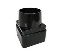 Square to Round Downpipe Adaptor, Black PVC, Push-fit Connection, Rainwater System Fitting (Black)