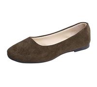 Square Toe Women's Suede Flats Slip On Casual Office Work Shoes Comfortable Lightweight Padded Insole for Daily Walking Travel Commute Indoor Outdoor Versatile Match Different Outfits Army Green