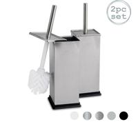 Square Toilet Brushes Pack of 2 Harbour Housewares Silver One Size