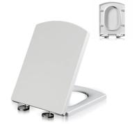 Square Toilet Seat Slow Close, Soft Close Toilet Lid, 360° Adjustable Hinge, Quick Release, Easy to Install and Clean, Polypropylene (PP), White, 03A, 37x47cm