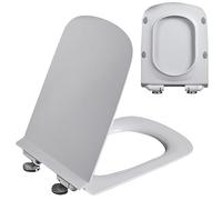 Square Toilet Seat Soft Close, Quick Release Loo Seats with Adjustable Stainless Hinges for Easy Cleaning, Simple Top Fixing, White UF Material Toilet Lid Cover, 47x37.5cm (04E)