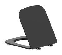 Square Toilet Seat Soft Close, SREWOHS PRO Black Quick Release Ural Slim Duroplast Universal Fit Loo Seats,Easy to Clean,Adjustable Hinges for Most Standard Bathroom Bowl Seat 42.3 x 36.1 cm