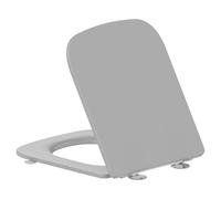 Square Toilet Seat Soft Close, SREWOHS PRO Quick Release WC Seat, Grey Urea-Formaldehyde Toilet Seat Cover, Top Fixing with Adjustable Hinges, Non-Slip, Easy Clean, Universal Fit 38-44cm
