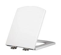Square Toilet Seat Soft Close, Toilet Lid Quick Release Top Fix Adjustable Hinges, Easy Installation, White Soft Close Toilet Seats Rectangle,03a
